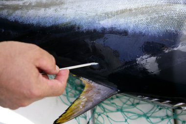 Mediterranean tuna fish mark and release clipart