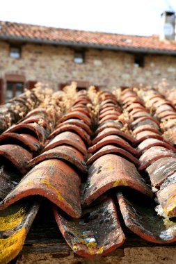 Architectural detail of grunge roof tiles clipart