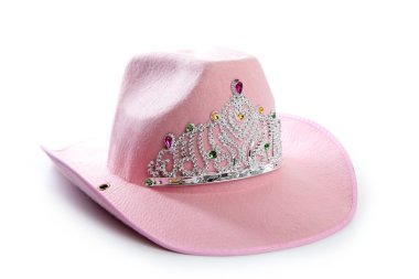 Children girl pink cowgirl crown hat clipart