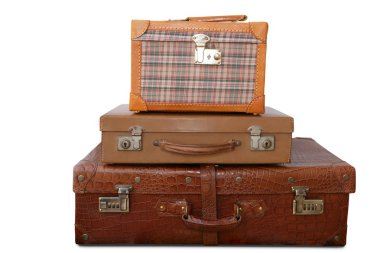 Aged old luggage leather vintage bags clipart