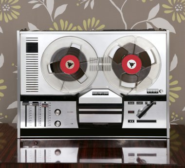 Classic retro reel to reel open 60s vintage music clipart