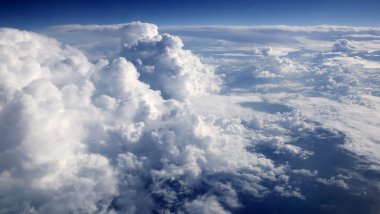 Blue sky clouds view from aircarft airplane