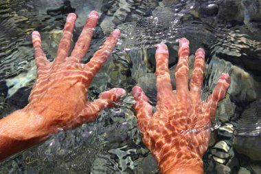 Sualtı Nehri su dalgalı şekiller eller