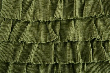 Pleated skirt fabric fashion in green closeup clipart