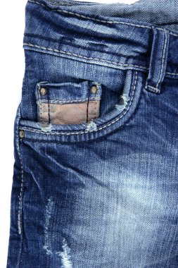 Denim blue jeans pocket detail closeup texture