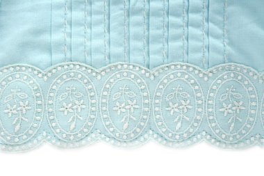 Embroidery truquoise fabric white flower design clipart
