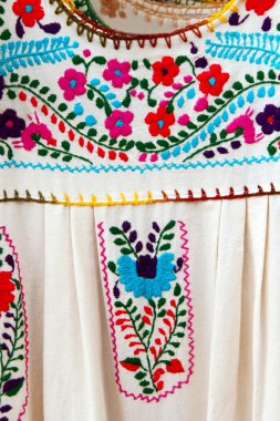 Mexican embroidered Chiapas dress clipart