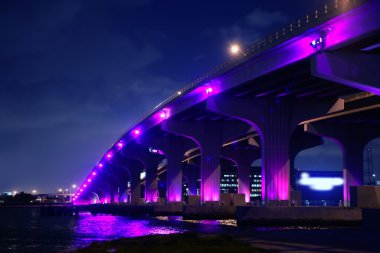 Miami florida bridge night view A1A clipart