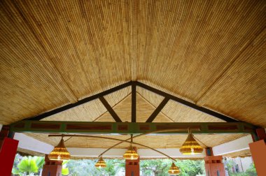 African traditional ethnic house vegetal ceiling clipart