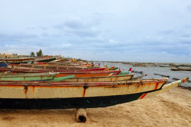 Africa Senegal Atlantic coast fishermen boats clipart