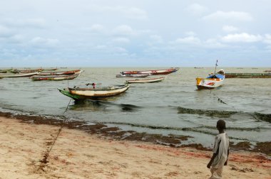 Africa Senegal Atlantic coast fisherman boats clipart