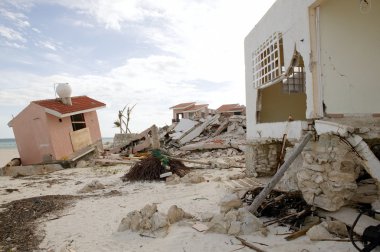 Cancun houses after hurricane storm clipart