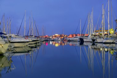 Akdeniz güzel gece mavi marina
