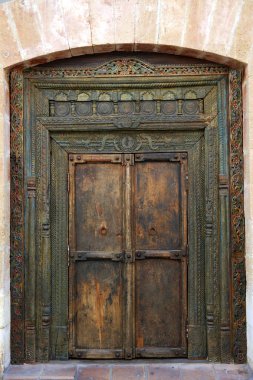 Ancient eastern indian wooden door clipart