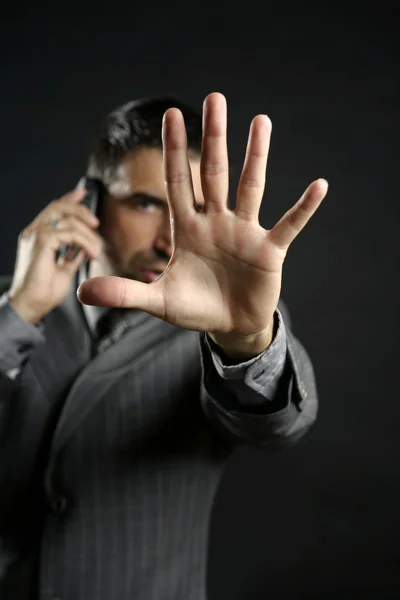 Θυμωμένος επιχειρηματίας λέει στάση, χέρι — Φωτογραφία Αρχείου