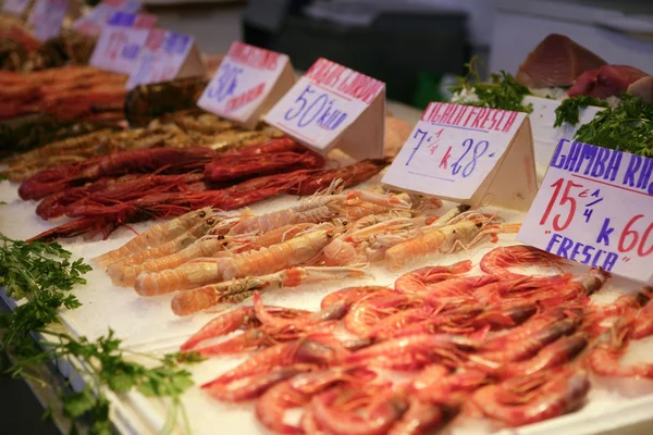 Seafood in market over ice — Stock Photo, Image