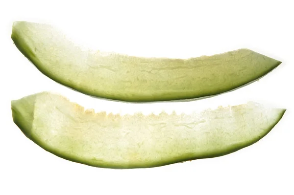 Två melon frukt transparenta skivor — Stockfoto