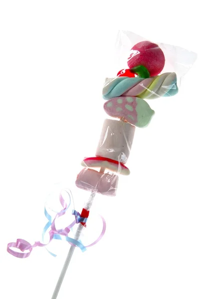 Lolipop colorido com doces variados empilhados — Fotografia de Stock
