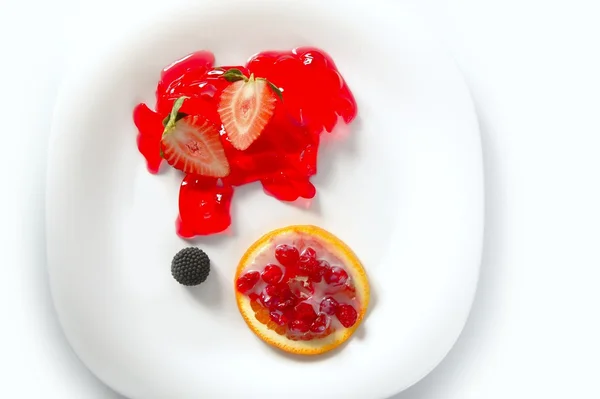 Strawberries, berries, jelly and orange — Stock Photo, Image