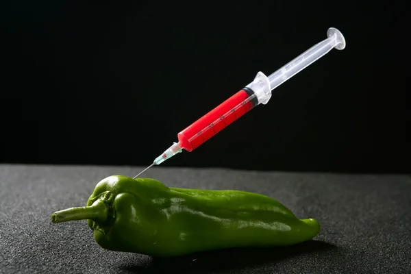 Green pepper research metaphor — Stock Photo, Image