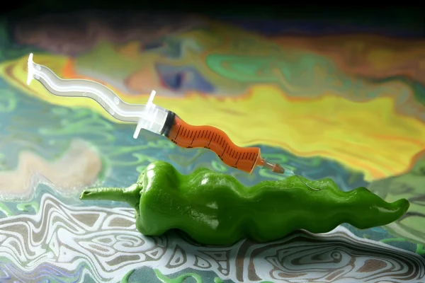 Grön paprika spruta — Stockfoto