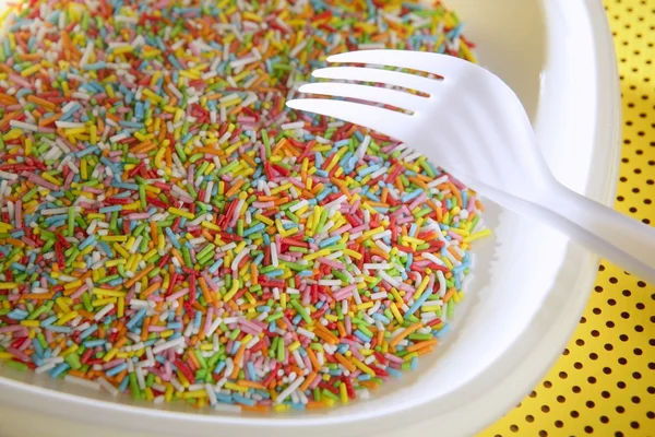Piatto di caramelle dolci colorate — Foto Stock