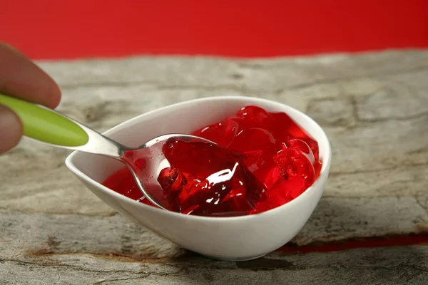 Jelly in red strawberry color — Stock Photo, Image