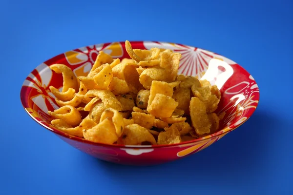 Fried corn golden snack in plate — Stock Photo, Image