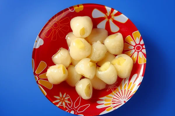 Licsi, ananász, belül desszert — Stock Fotó