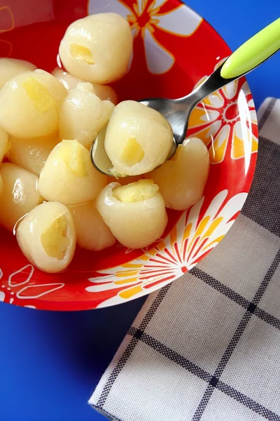 Lychee with pineapple inside dessert — Stock Photo, Image