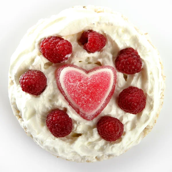 Jelly hearth cream cake with raspberries — Stock Photo, Image