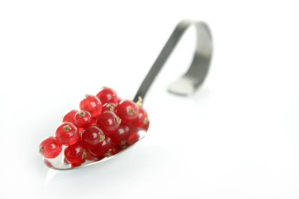 Coacăze roșii într-o lingură — Fotografie, imagine de stoc