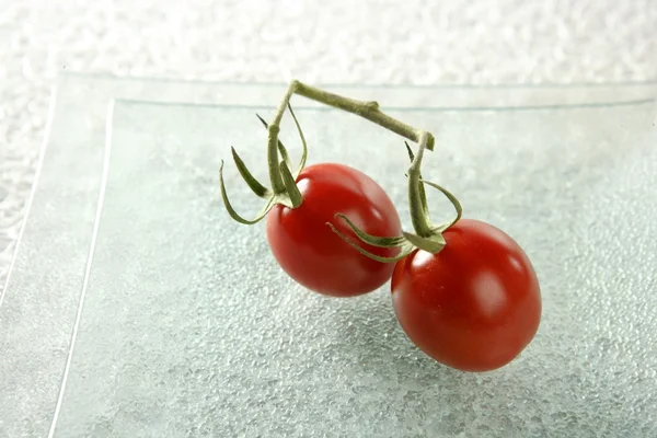 Detail dva cherry rajčátky — Stock fotografie