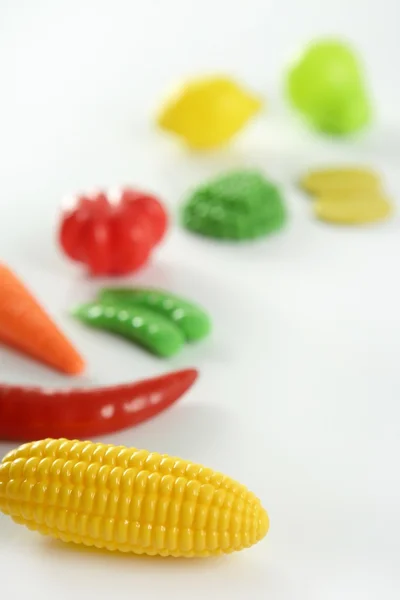 Plastová hra, falešné různé zeleniny a ovoce — Stock fotografie