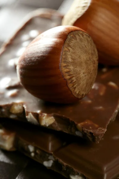 Haselnüsse und Schokolade — Stockfoto
