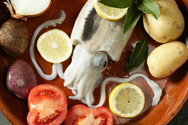 Bläckfisk okokt, squid Medelhavet skaldjur — Stockfoto