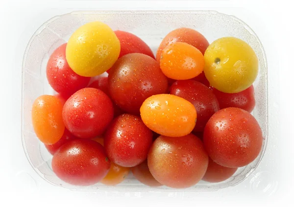 Malé cherry pestrá multi barva rajčat — Stock fotografie