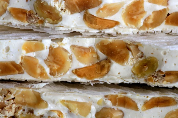 Almonds and honey sweet nougat from spain — Stock Photo, Image