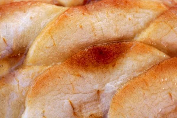 Яблочный пирог макро деталь, сократить кусок пирога — стоковое фото