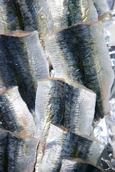Текстура філе риби сардин на ринку — стокове фото