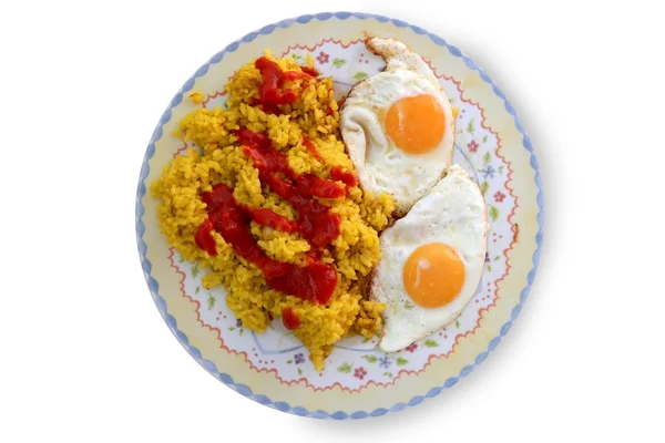 stock image Delicious rice with tomato and two eggs