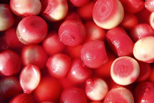 Vinagre de cebolla roja textura picante en el mercado — Foto de Stock