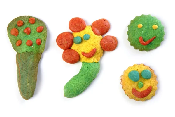 Formes multicolores drôles de biscuits colorés — Photo