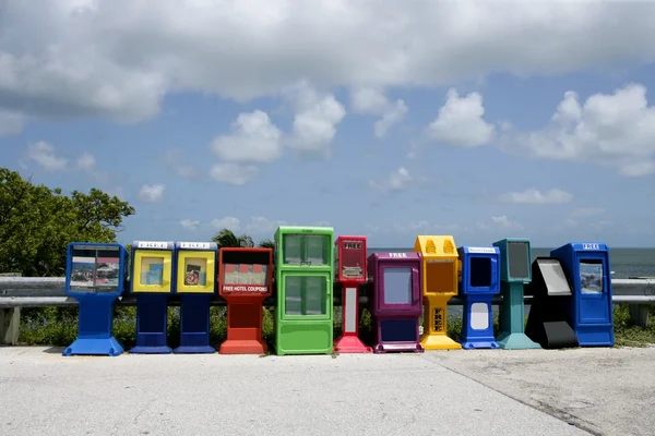 Row of newspaper boxes in Florida — Stock Photo, Image