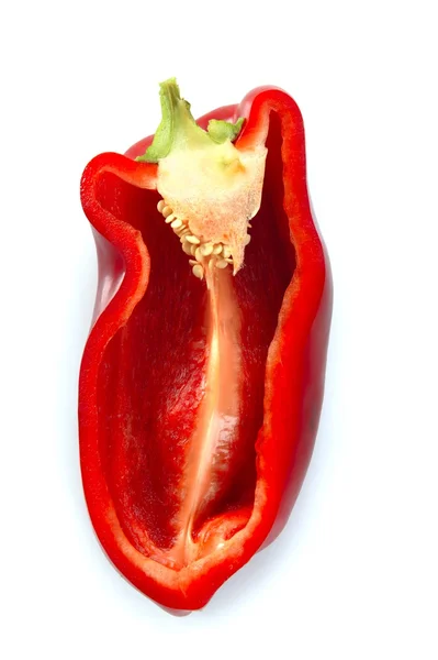 Half red pepper isolated over white — Stock Photo, Image