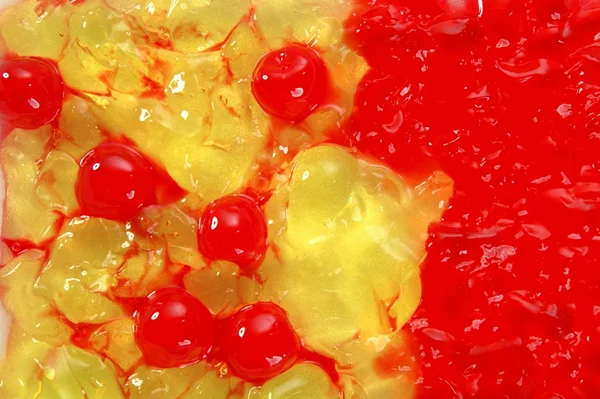 Zitronen- und Erdbeergelee rot und gelb — Stockfoto