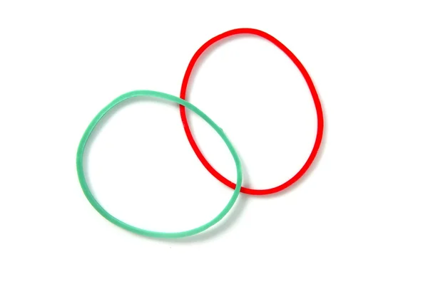 Two color circle rubber bands intersection — Stock Photo, Image
