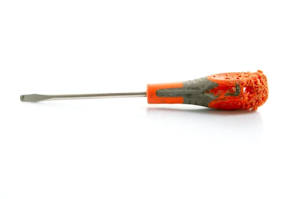 Old aged screw driver in orange and gray — Stock Photo, Image