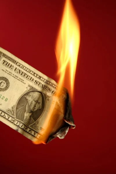 Dolar Uwaga palenie ognia na czerwono — Zdjęcie stockowe