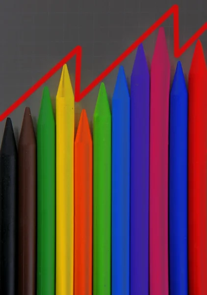 Farbstifte grafische Grafik, Ergebnisbericht — Stockfoto